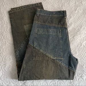 EUC mens Paco Jeans, black/blue 2 toned wide leg jeans. Size 38wx33L.